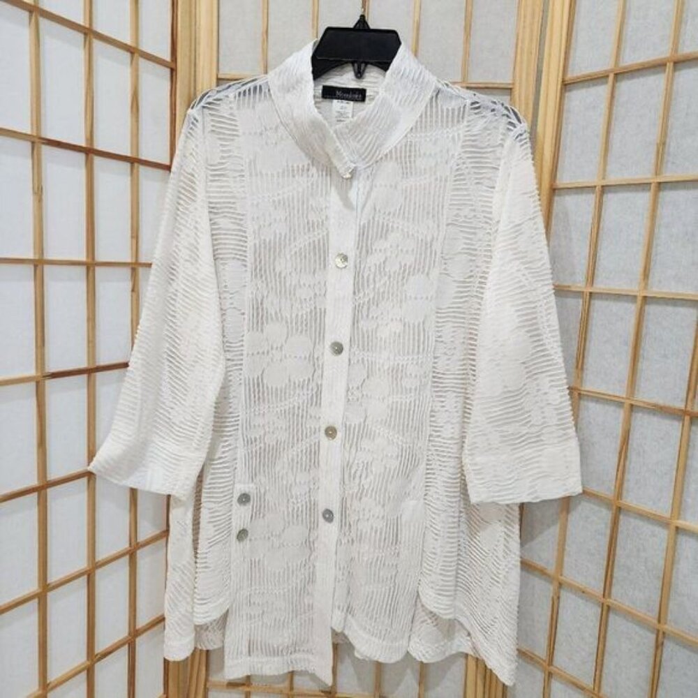 Moonlight Y&S Fashion Design Womens White Sheer Blouse Sz S
